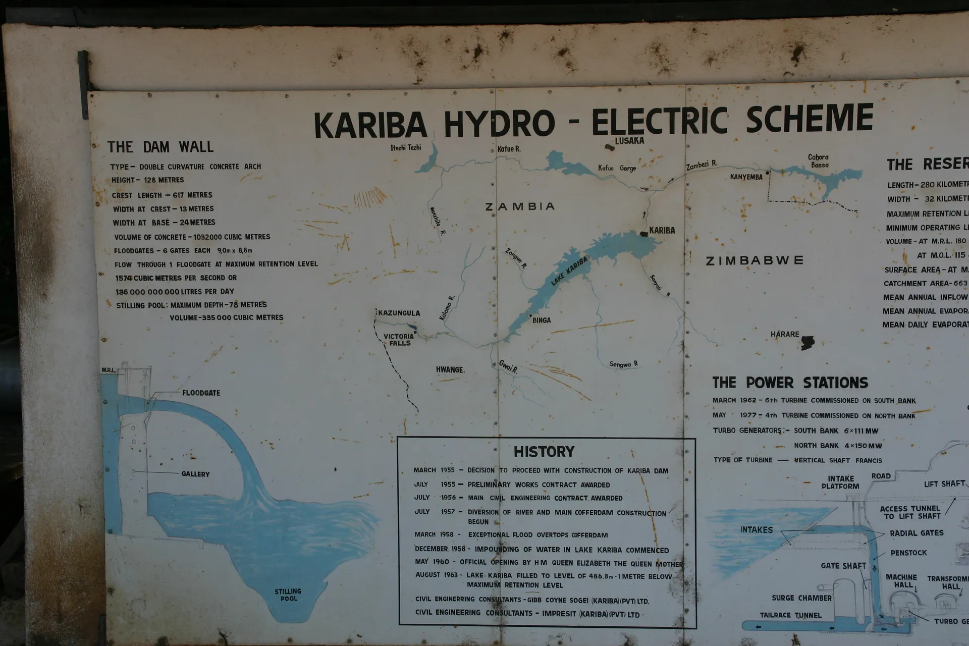 Informatiebord bij de Kariba dam