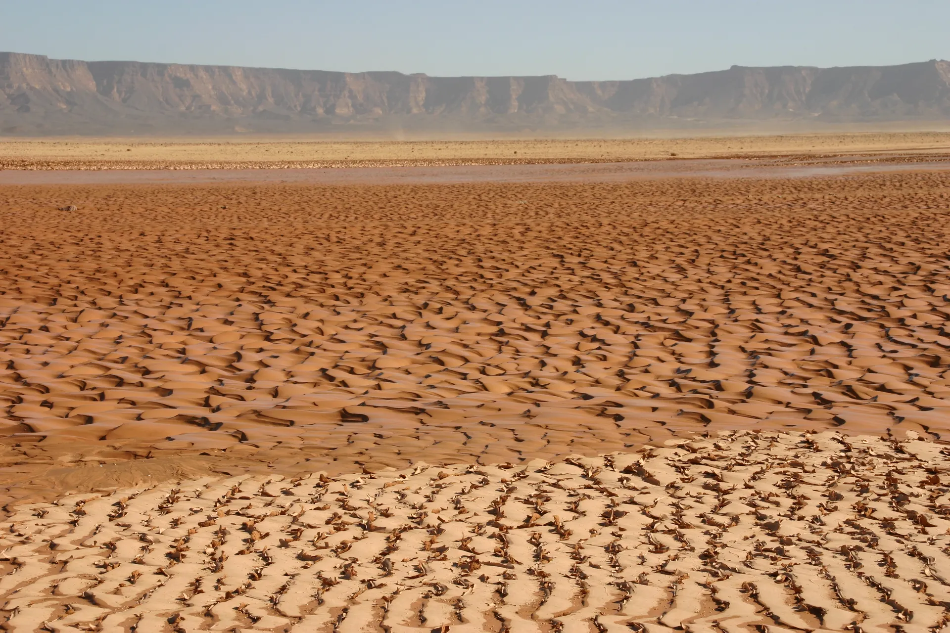 Opgedroogd zand [route Sebha-Ghat]